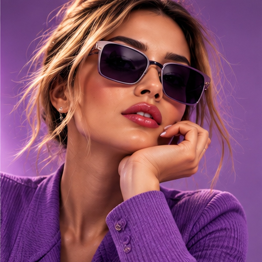 Beauty portrait in purple sunglasses