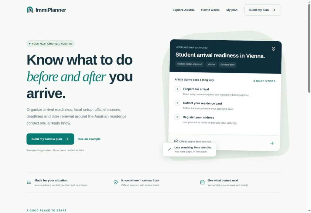 ImmiPlanner — Website-Screenshot